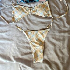 Shein 2 Piece Halter tie Bikini Swimsuit, Yellow, Size Small